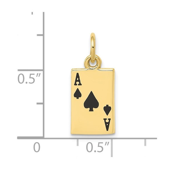 10k Enameled Ace of Spades Card Charm